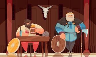 Viking Meal Cartoon Composition vector