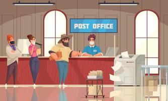 Post Office Queue Cartoon Composition vector