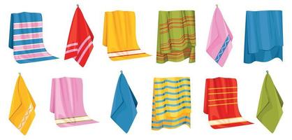 Bath Towels Icon Set vector