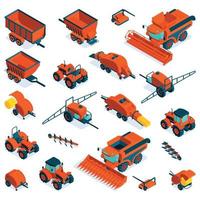 Isometric Agricultural Farm Equipment Set vector