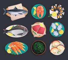 Sea Food Dishes Set vector