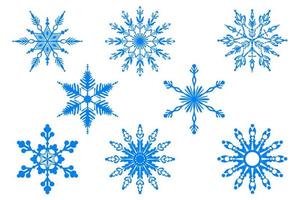 Snowflake icon set. Isolated on white background. Winter decor. vector