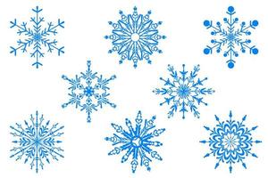 Snowflake icon set. Isolated on white background. Winter decor. vector