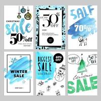 Set of Christmas and New Year mobile sale banners