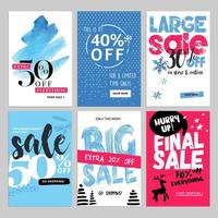 Set of Christmas and New Year mobile sale banners vector