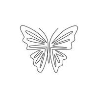 One single line drawing of beautiful butterfly for company logo identity. Salon and spa healthcare business icon concept from animal shape. Continuous line draw graphic vector design illustration