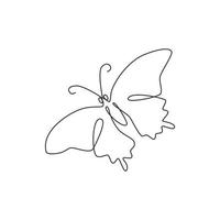 un dibujo de una sola línea de una hermosa mariposa para la identidad del logotipo de la empresa. concepto de icono de negocio de salud de salón y spa de forma animal. Ilustración gráfica de vector de diseño de dibujo de línea continua