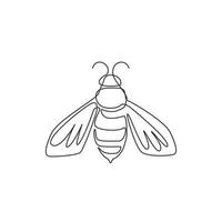 One single line drawing of cute bee for company logo identity. Honeybee farm icon concept from wasp animal shape. Dynamic continuous line graphic draw design vector illustration