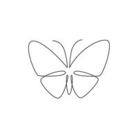 One continuous line drawing of elegant butterfly for company logo identity. Beauty salon and massage business icon concept from insect animal shape. Single line vector draw design graphic illustration