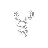 dibujo de línea continua única de ciervo elegante para la identidad del logotipo del zoológico nacional. concepto de mascota de lujo buck para club de caza de animales. Ilustración de diseño de vector gráfico de dibujo de una línea dinámica