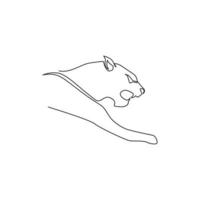 One continuous line drawing of wild leopard for multinational company logo identity. Strong jaguar mammal animal mascot concept for national safari zoo. Single line draw design vector illustration