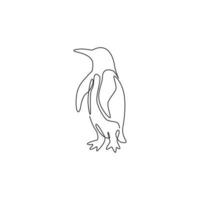dibujo de línea continua única de adorable pingüino para la identidad del logotipo de la empresa. concepto de mascota de pájaro animal ártico para niños producto estacionario. Ilustración de diseño de dibujo de vector gráfico de una línea