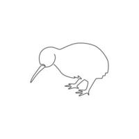 un dibujo de una sola línea de un lindo animal kiwi para la identidad del logotipo de la empresa. concepto de mascota de pájaro kiwi para el parque nacional de conservación. Ilustración de diseño de vector gráfico de dibujo de línea continua moderna