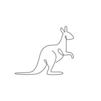 Single continuous line drawing of adorable standing kangaroo for national zoo logo identity. Australian animal mascot concept for travel tourism campaign icon. One line draw design vector illustration