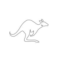 un dibujo de una sola línea de lindo canguro de pie para la identidad del logotipo de la empresa. animal wallaby de australia concepto de mascota para el icono de la empresa. Ilustración de vector gráfico de diseño de dibujo de línea continua