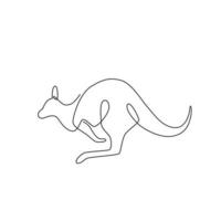 One single line drawing of cute jumping kangaroo for business logo identity. Wallaby animal from Australia mascot concept for company icon. Continuous line draw design vector graphic illustration