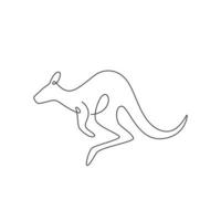 Single continuous line drawing of adorable jumping kangaroo for national zoo logo identity. Australian animal mascot concept for travel tourism campaign icon. One line draw design vector illustration