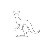 One continuous line drawing of funny standing kangaroo for national zoo logo identity. Animal from Australia mascot concept for conservation park icon. Single line draw design vector illustration