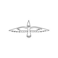 One single line drawing of cute albatross for clean the ocean campaign logo. Adorable sea bird mascot concept for save the environment movement icon. Continuous line draw design vector illustration