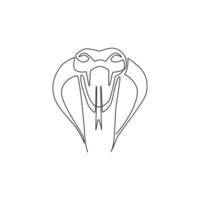 dibujo de línea continua única de serpiente venenosa para la identidad del logotipo de la empresa. concepto de mascota de cobra rey aterrador mortal para el icono de la marca de la empresa. Ilustración gráfica de vector de diseño de dibujo de una línea dinámica