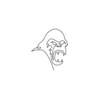 dibujo de línea continua única de cabeza de gorila para la identidad del logotipo del zoológico nacional. concepto de mascota de retrato de animal de primate de simio para el icono del club de equipo e-sport. Ilustración de vector de diseño gráfico de dibujo de una línea