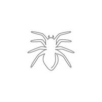 One single line drawing of poisonous spider for logo symbol identity. Arachnid pet concept for insect lover club icon. Trendy continuous line draw design vector graphic illustration