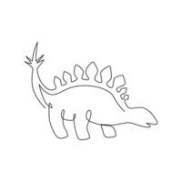 One single line drawing of calm thorny stegosaurus for logo identity. Dino animal mascot concept for prehistoric theme park icon. Dynamic continuous line graphic draw design vector illustration