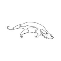 One single line drawing of big anteater for logo identity. Worm tongue animal mascot concept for national park icon. Modern continuous line draw design vector illustration graphic