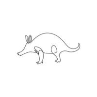 Single continuous line drawing of adorable aardvark for company logo identity. Afrotheres mammals mascot concept for national park icon. Modern one line draw design vector graphic illustration