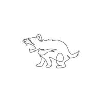 un dibujo de línea continua del feroz demonio de Tasmania para la identidad del logotipo de la empresa. concepto de mascota marsupial carnívora para el icono del zoológico nacional. Ilustración gráfica de vector de diseño de dibujo de una sola línea moderna