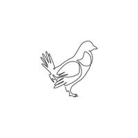 One continuous line drawing of funny grouse bird for organisation logo identity. Driven grouse shooting mascot concept for game bird icon. Modern single line draw design graphic vector illustration