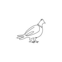 Single continuous line drawing of cute grouse bird for company logo identity. Game bird festival mascot concept for United Kingdom culture icon. Modern one line draw design vector graphic illustration