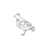 Single one line drawing of adorable grouse bird for foundation logo identity. Shooting bird syndicate mascot concept for tradition icon. Modern continuous line draw graphic design vector illustration