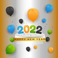 New year 2022 and colorful balloons. vector