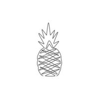 Single one line drawing of healthy organic for orchard logo identity. Fresh summer fruitage concept for fruit garden icon. Modern continuous line draw graphic design vector illustration