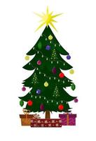 Christmas tree with gift boxes. Vector illustration
