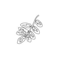 Single continuous line drawing stack healthy organic fruit dates for orchard logo identity. Saudi Arabia fruitage concept for fruit garden icon. Modern one line draw design vector graphic illustration