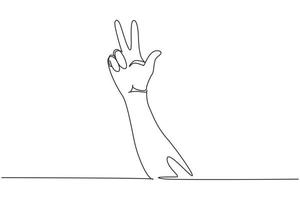 Single continuous line drawing counting hand sign. Number three hand count. Learn to count numbers. Concept of education. Nonverbal signs or symbols. One line draw graphic design vector illustration