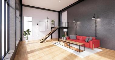 The interior ,Modern loft style living interior design. 3d rendering photo