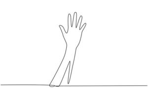 Single continuous line drawing hand count number five. Learn to count numbers. Concept of education for children. Nonverbal signs or symbols. Dynamic one line draw graphic design vector illustration