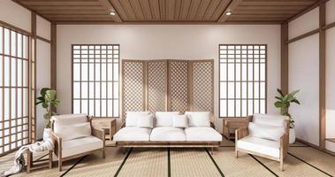 japan interior design,modern living room. 3d illustration, 3d 