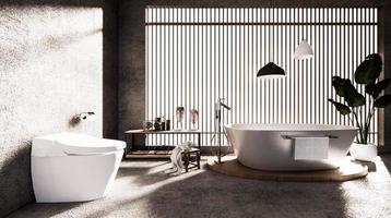 The Bath and toilet on bathroom zen style .3D rendering photo