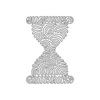 Single one line drawing hourglass flat icon. Outline symbol for website or mobile app. Sand watch thin line for design logo. Swirl curl style. Continuous line draw design graphic vector illustration