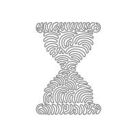 Single one line drawing hourglass flat icon. Outline symbol for website or mobile app. Sand watch thin line for design logo. Swirl curl style. Continuous line draw design graphic vector illustration