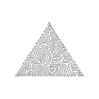 Single one line drawing triangle icon on white background. Flat style. Triangle icon for your web site design, logo. Triangle symbol or sign. Swirl curl style. Continuous line draw vector illustration