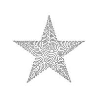 Single one line drawing geometric shapes, star icon. Simple line, outline vector 3d figures icons for ui and ux, website or mobile application. Swirl curl style. Continuous line draw design vector