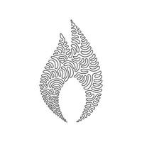 Single continuous line drawing fire flame emoji icon logo symbol. Lit symbol modern simple icon for website design, mobile app, ui. Swirl curl style. Dynamic one line draw graphic vector illustration