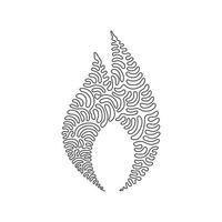 dibujo de línea continua única símbolo de logotipo de icono de emoji de llama de fuego. símbolo iluminado moderno icono simple para diseño web, aplicación móvil, interfaz de usuario. estilo de rizo de remolino. Ilustración de vector gráfico de dibujo dinámico de una línea