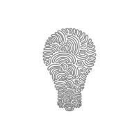 Single one line drawing light bulb icon. Single line of light bulb for business idea, brainstorm or electricity. Simple hand drawn. Swirl curl style. Continuous line draw design vector illustration