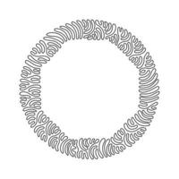 octágono dibujado a mano de dibujo continuo de una línea, marco de dibujo en blanco aislado, líneas negras de garabatos, octágono único. estilo del fondo del círculo del rizo del remolino. Ilustración de vector de diseño de dibujo de una sola línea
